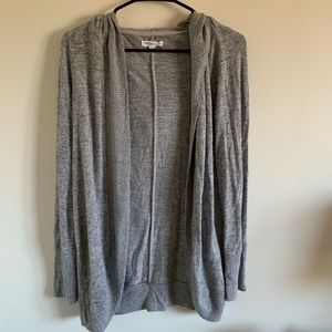 Hooded gray heathered cardigan